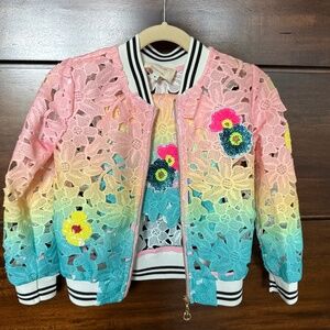 Hannah Banana Floral Jacket and Skirt set Size 4